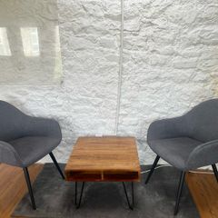 Modern Living Room Set, Coffee Table & 2 Grey Lounge Chai