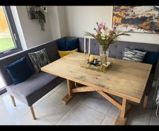 Rustic kitchen table and L bench