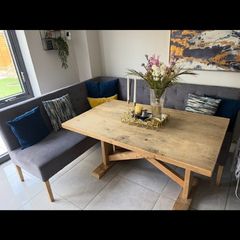 Rustic kitchen table and L bench