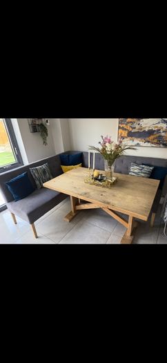 Rustic kitchen table and L bench