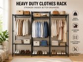 Heavy Duty Clothes Rack with 4 Hanging Rails 363 kg Open Wardrobe Storage