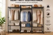 Heavy Duty Clothes Rack with 4 Hanging Rails 363 kg Open Wardrobe Storage
