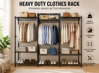 main image for ad Heavy Duty Clothes Rack with 4 Hanging Rails 363 kg Open Wardrobe Storage