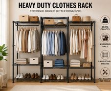 Heavy Duty Clothes Rack with 4 Hanging Rails 363 kg Open Wardrobe Storage