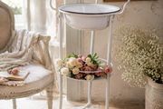 Vintage French Washstand with Enamel Bowl Romantic Shabby Chic Bathroom Stand