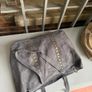Grey suede leather tote bag with studs Image 4