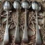 Four Antique Elkington & Co Sterling Silver Large Serving Spoons  321g Image 2