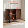 Coffee Bar Cabinet, Mid Century Fluted Coffee Bar Table, Buffet Stand Cabinet with 2 Sliding Doors, Sideboard Buffet Station for Living Room, Entryway, Kitchen, 100 x 40 x 75 cm, Walnut Image 4