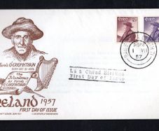 1957 Ireland Centenary of the Birth of Thomas O Criomhtain (Author) Commemorative Stamps Illustrated First Day Covery (FDC) with Baile Atha Cliath (Dublin) cancel