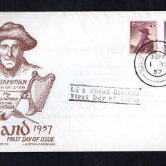 1957 Ireland Centenary of the Birth of Thomas O Criomhtain (Author) Commemorative Stamps Illustrated First Day Covery (FDC) with Baile Atha Cliath (Dublin) cancel