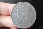 1893 Spain Silver 5 Pesetas Coin