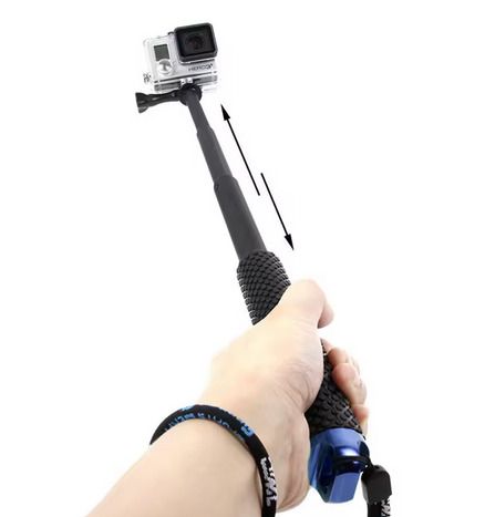 Extendable Pole Mini Selfie Stick Waterproof Monopod Blue For action camera