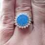 Silver 925 Cluster Ring with Lab Blue Opal CZ. Image 6