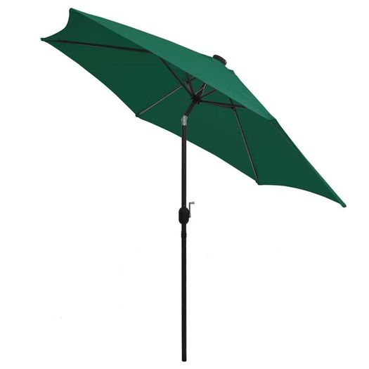 Parasol with LED Lights and Aluminium Pole 300 cm Green