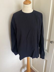 Muji size 12 black cotton top with ribbed cuff
