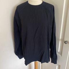 Muji size 12 black cotton top with ribbed cuff
