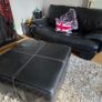 leather lounge suite and ottoman Image 4