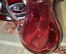 Beautiful Cranberry Glass Jug in Good Condition no chips or cracks Postage Available,