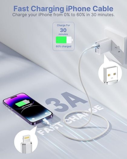 iPhone Charger Cable 3M 2Pack, MFi Certified Lightning Cable Fast iPhone Charging Cable Nylon iPhone Cable USB iPhone Charger Lead for iPhone 14 13 12 11 Pro Max XS XR X 8 7 6 Plus 5 SE,iPad