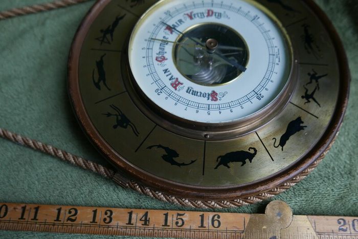 Vintage Zodiac Barometer Hygrometer Wall Hanging West Germany