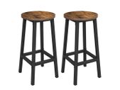 Bar stool, set of 2 bar chairs, kitchen chairs with sturdy steel frame, height 65 cm, round, easy installation, industrial style,