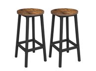 main image for ad Bar stool, set of 2 bar chairs, kitchen chairs with sturdy steel frame, height 65 cm, round, easy installation, industrial style,
