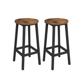 Bar stool, set of 2 bar chairs, kitchen chairs with sturdy steel frame, height 65 cm, round, easy installation, industrial style,