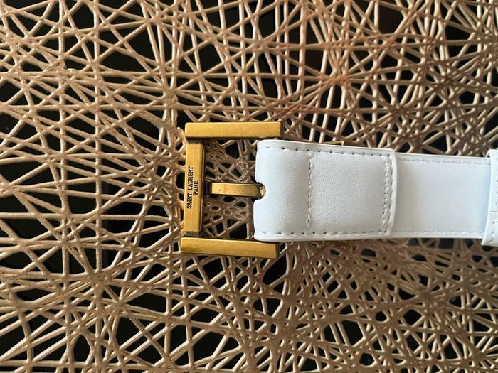 YSL white leather belt size L
