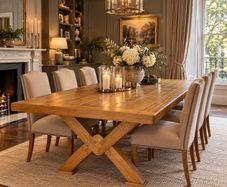 Large Solid Oak 8-Seater Dining Table
