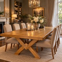 Large Solid Oak 8-Seater Dining Table