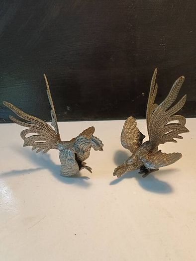 A Pair of Charles X Silver Plated Fighting Cockerels (C.1830)