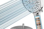 Hard Water Filter Shower Head and Hose with 20 Stage Filter, 6 Spray Jet Modes High Pressure Bathroom Shower Head, Large Powerful Handheld Showerhead for Residual Chlorine Remove