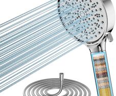 Hard Water Filter Shower Head and Hose with 20 Stage Filter, 6 Spray Jet Modes High Pressure Bathroom Shower Head, Large Powerful Handheld Showerhead for Residual Chlorine Remove