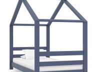 main image for ad Kids Bed Frame Grey Solid Pine Wood 70x140 cm