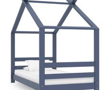 Kids Bed Frame Grey Solid Pine Wood 70x140 cm