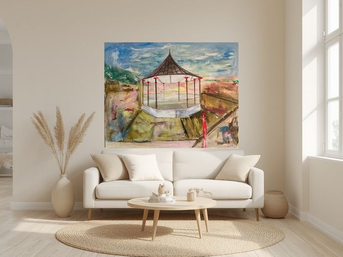 XL Original Painting of Bray Bandstand Wicklow Ireland Original Irish Art