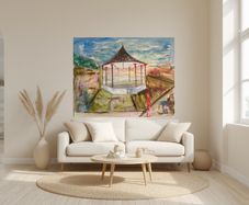 XL Original Painting of Bray Bandstand Wicklow Ireland Original Irish Art