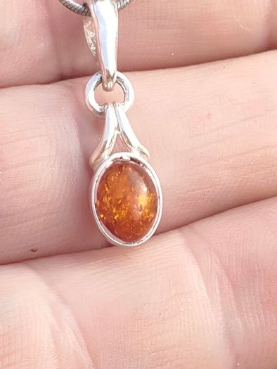 Sterling Silver Amber Pendant set