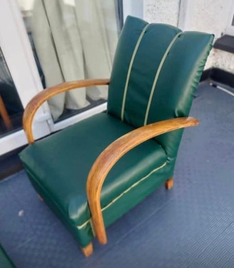 Art Deco restored Vintage 1930s Bentwood fireside chair in faux leatherette