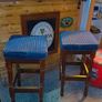 Solid wooden leather topped high stools Image 9
