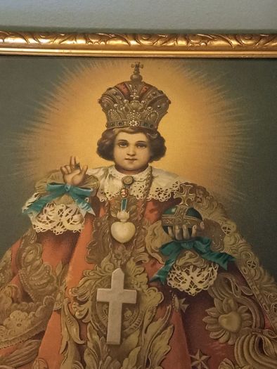 Vintage Framed Religious Art Print 'Infant Jesus Of Prague '