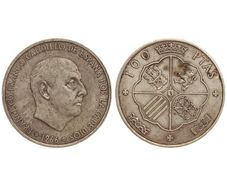 Spain Silver 100 Pesetas 1966 (68) Francisco Franco