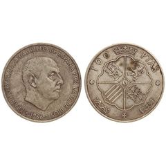 Spain Silver 100 Pesetas 1966 (68) Francisco Franco