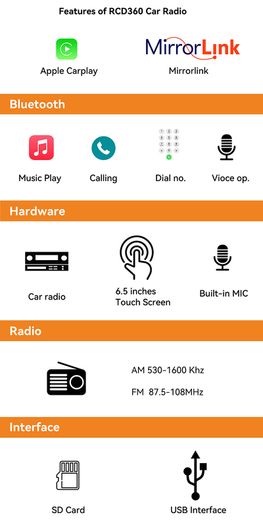 RCD360 Plus 187B MIB Radio RCD360 PRO Android Auto Carplay Maps For Volkswagan VW Golf 5 6 Jetta MK5 MK6 Tiguan CC Polo Passat 6RD035187B RCD330