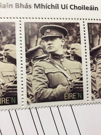 Michael Collins 2022 Centenary Stamp, Strip of 4 with sheet header and An Post Collector Booklet 2022