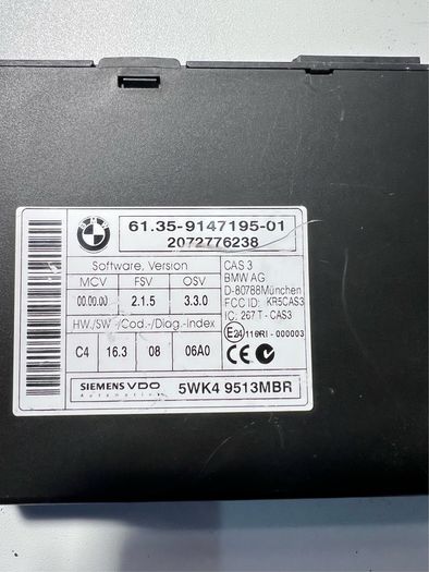 Bmw Control Unit Cas 3 E87 E81 E90 E92 E60 E61 E63 E89 61359147195 9147195.