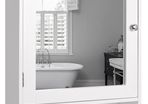 Bathroom Medicine Cabinet Wall Mounted Mirror Cabinet with Single Doors and Adjustable Shelf, Accent Home Furniture Wooden Storage Cabinets Organizer, White