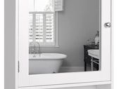 Bathroom Medicine Cabinet Wall Mounted Mirror Cabinet with Single Doors and Adjustable Shelf, Accent Home Furniture Wooden Storage Cabinets Organizer, White
