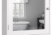 Bathroom Medicine Cabinet Wall Mounted Mirror Cabinet with Single Doors and Adjustable Shelf, Accent Home Furniture Wooden Storage Cabinets Organizer, White