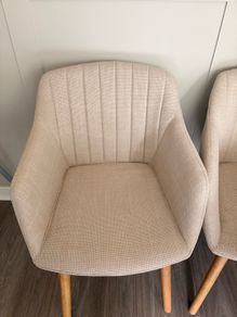 beige fabric dining chairs x 5
